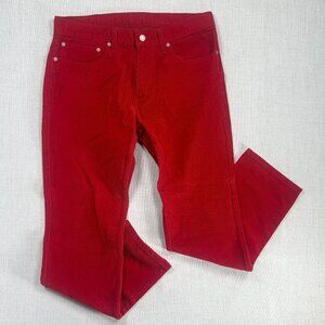 Levi's 511 Slim Fit Corduroy Pants Red Cotton Blend Medium Rise Size W34xL30
